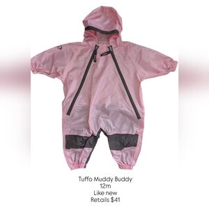 Tuffo Muddy Buddy Rain Suit Baby Black & Pink | 12m